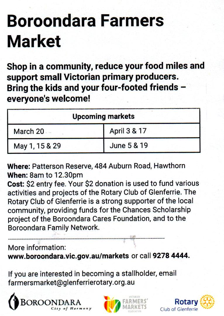 Boroondara Farmer's Market Kew High School